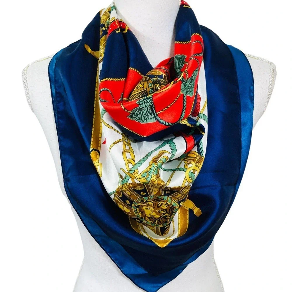 Berkshire Polyester Vintage Scarf Nautical Pattern Italy 30” Square